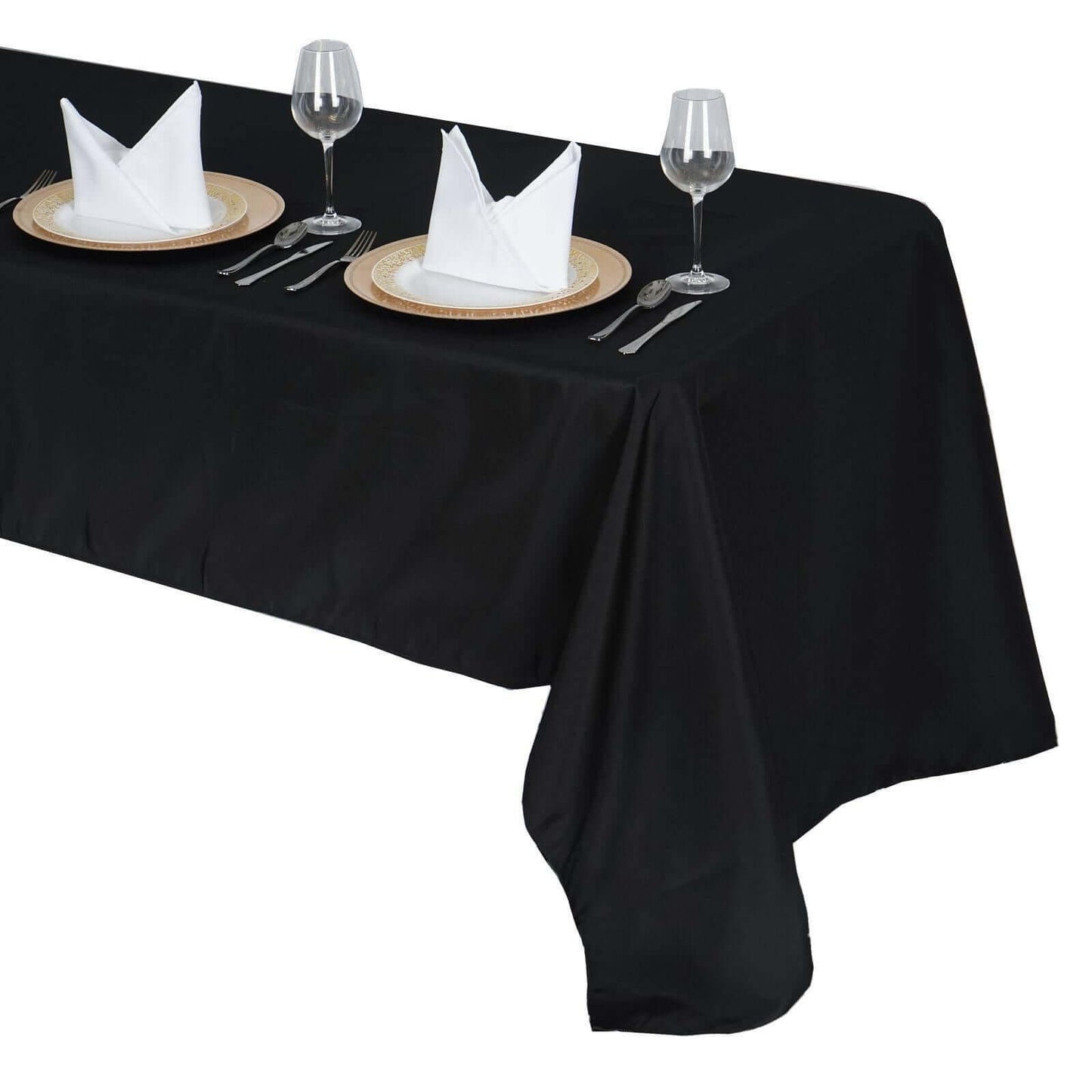 Premium Polyester 60"x126" Rectangle Tablecloth Black - Stain - Resistant 220GSM Finish for Special Events - NestOCart
