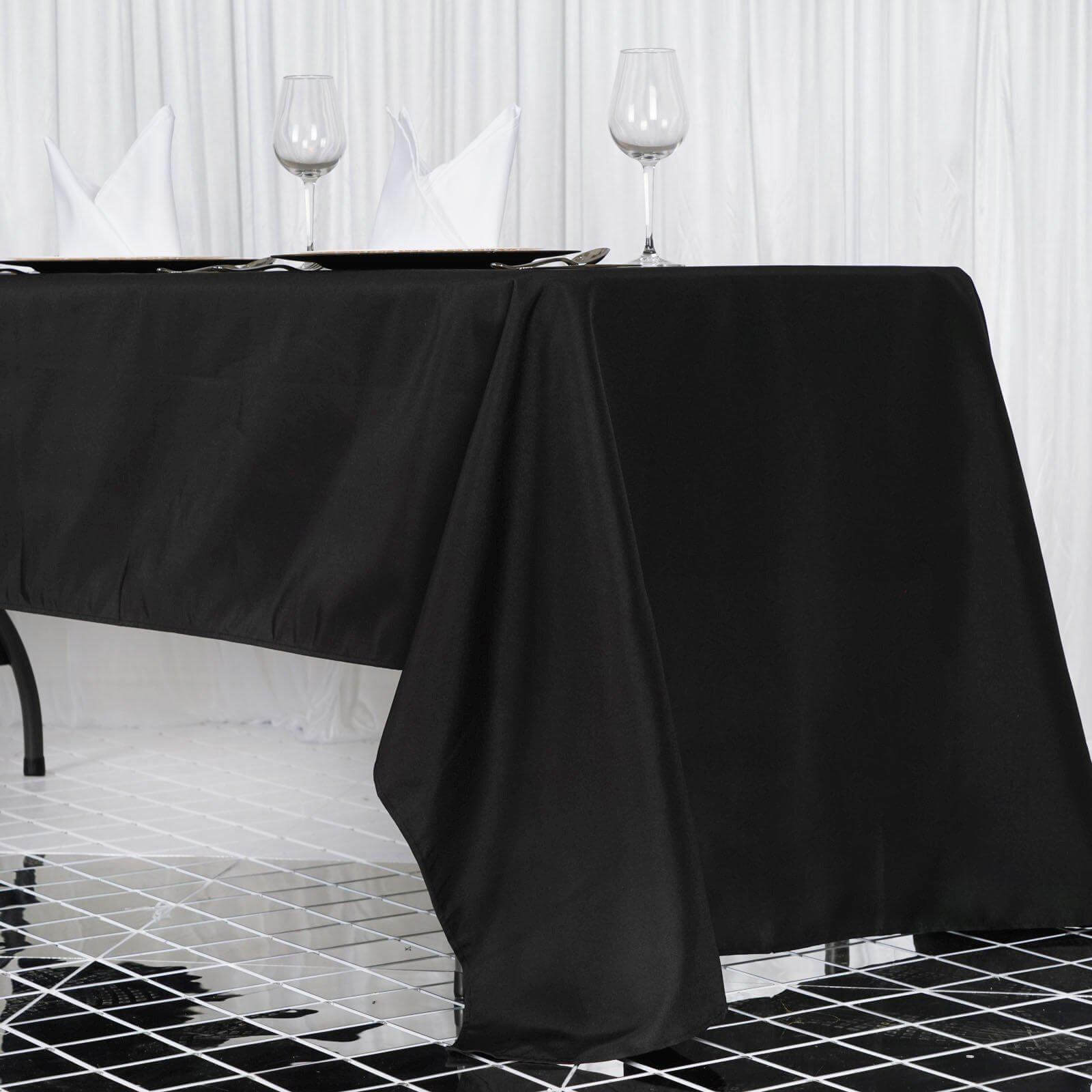 Premium Polyester 60"x126" Rectangle Tablecloth Black - Stain - Resistant 220GSM Finish for Special Events - NestOCart