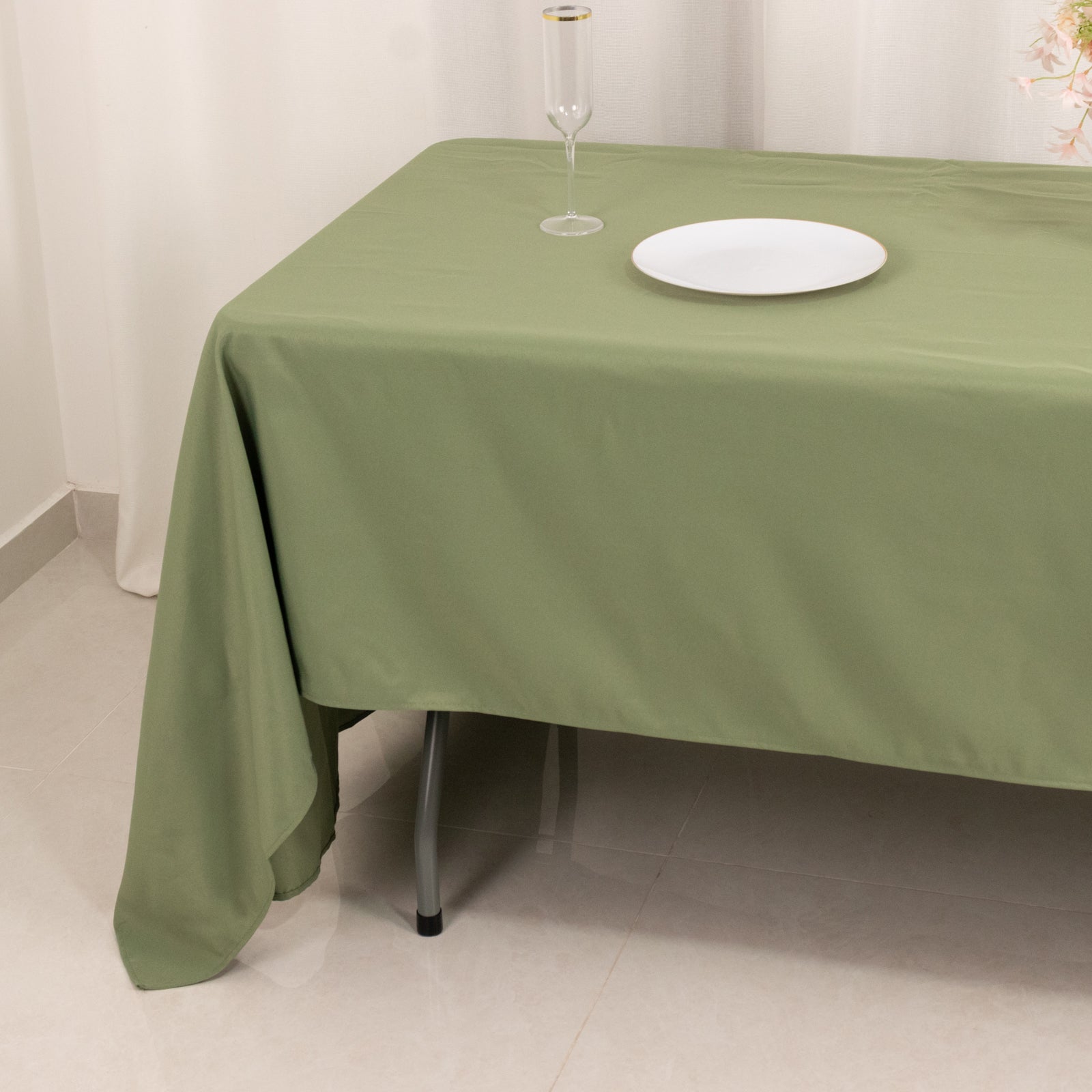 Premium Polyester 60"x126" Rectangle Tablecloth Dusty Sage Green - Stain - Resistant 220GSM Finish Table Cover - Bell Racket Store