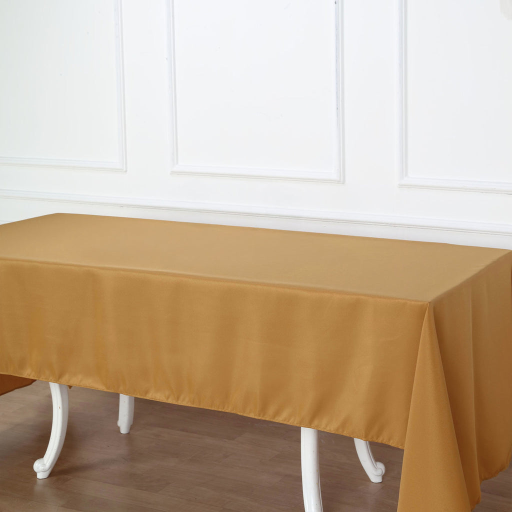 Premium Polyester 60"x126" Rectangle Tablecloth Gold - Stain - Resistant 220GSM Finish Table Cover - Bell Racket Store
