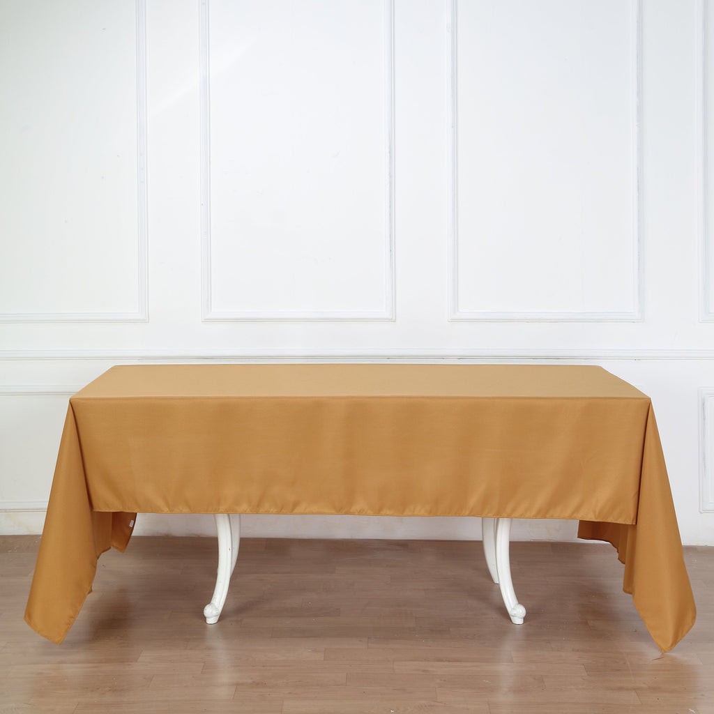 Premium Polyester 60"x126" Rectangle Tablecloth Gold - Stain - Resistant 220GSM Finish Table Cover - Bell Racket Store