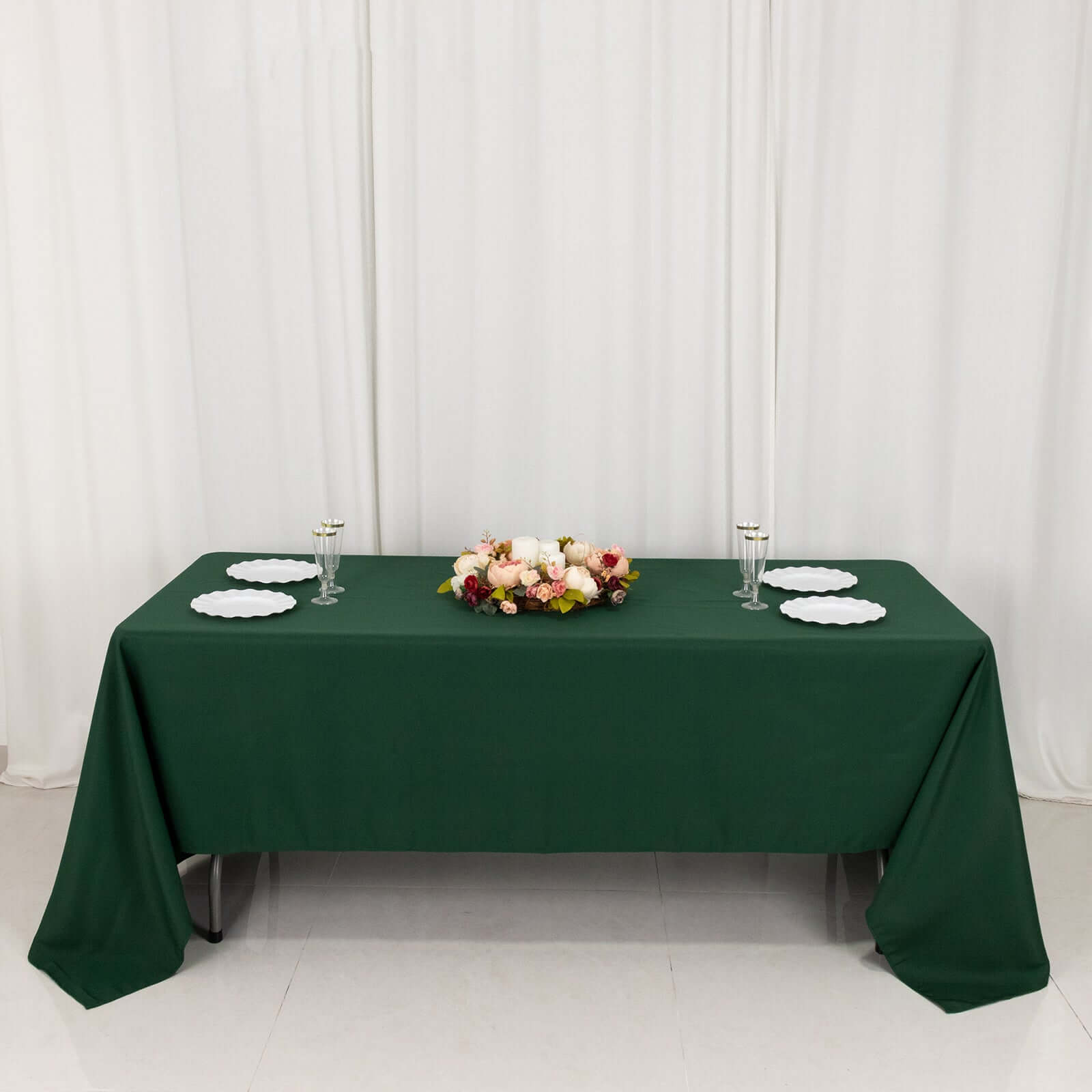 Premium Polyester 60"x126" Rectangle Tablecloth Hunter Emerald Green - Stain - Resistant 220GSM Finish Table Cover - Bell Racket Store