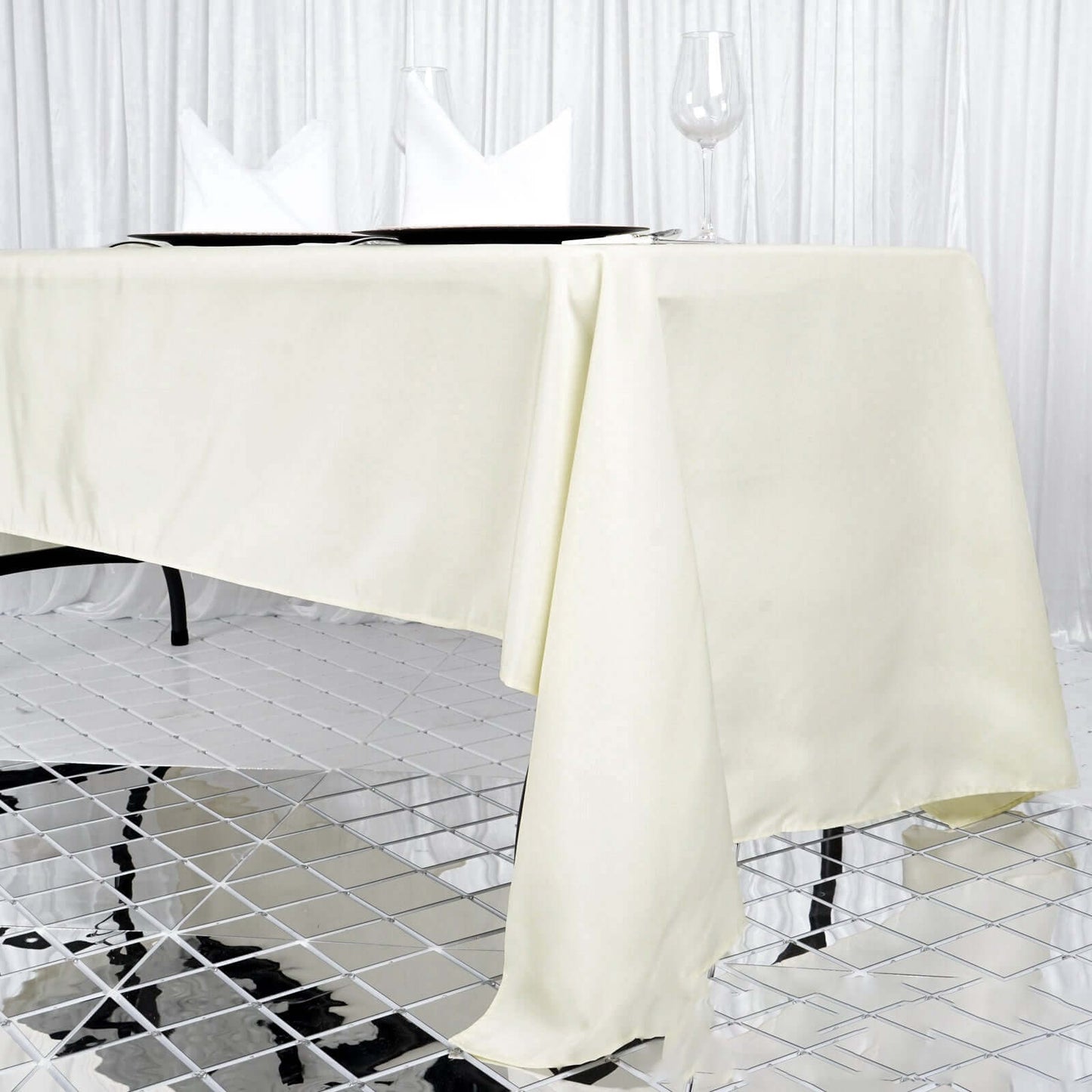 Premium Polyester 60"x126" Rectangle Tablecloth Ivory - Stain - Resistant 220GSM Finish Table Cover - NestOCart