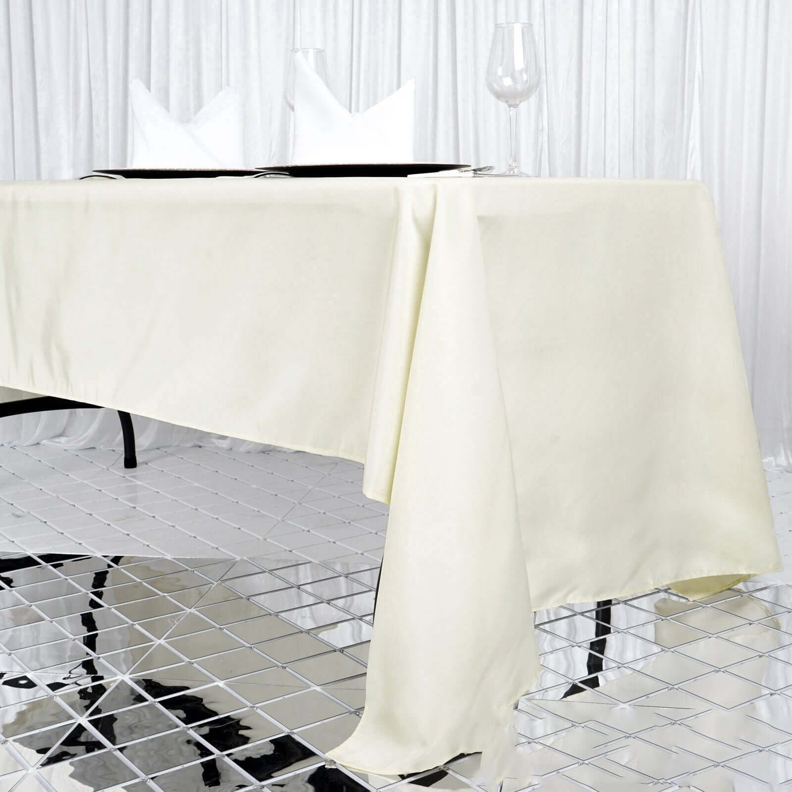 Premium Polyester 60"x126" Rectangle Tablecloth Ivory - Stain - Resistant 220GSM Finish Table Cover - NestOCart