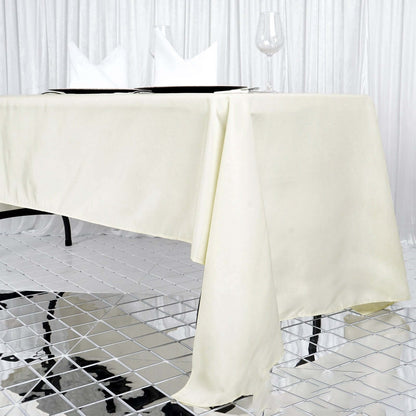 Premium Polyester 60"x126" Rectangle Tablecloth Ivory - Stain - Resistant 220GSM Finish Table Cover - NestOCart