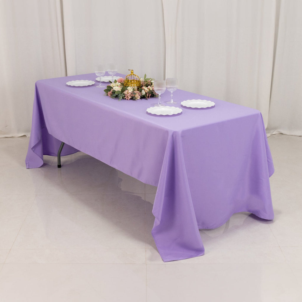 Premium Polyester 60"x126" Rectangle Tablecloth Lavender Lilac - Stain - Resistant 220GSM Finish Table Cover - Bell Racket Store