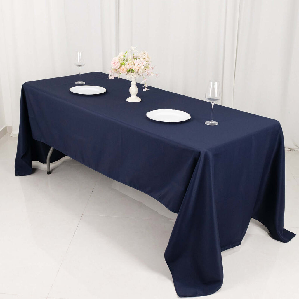 Premium Polyester 60"x126" Rectangle Tablecloth Navy Blue - Stain - Resistant 220GSM Finish Table Cover - Bell Racket Store