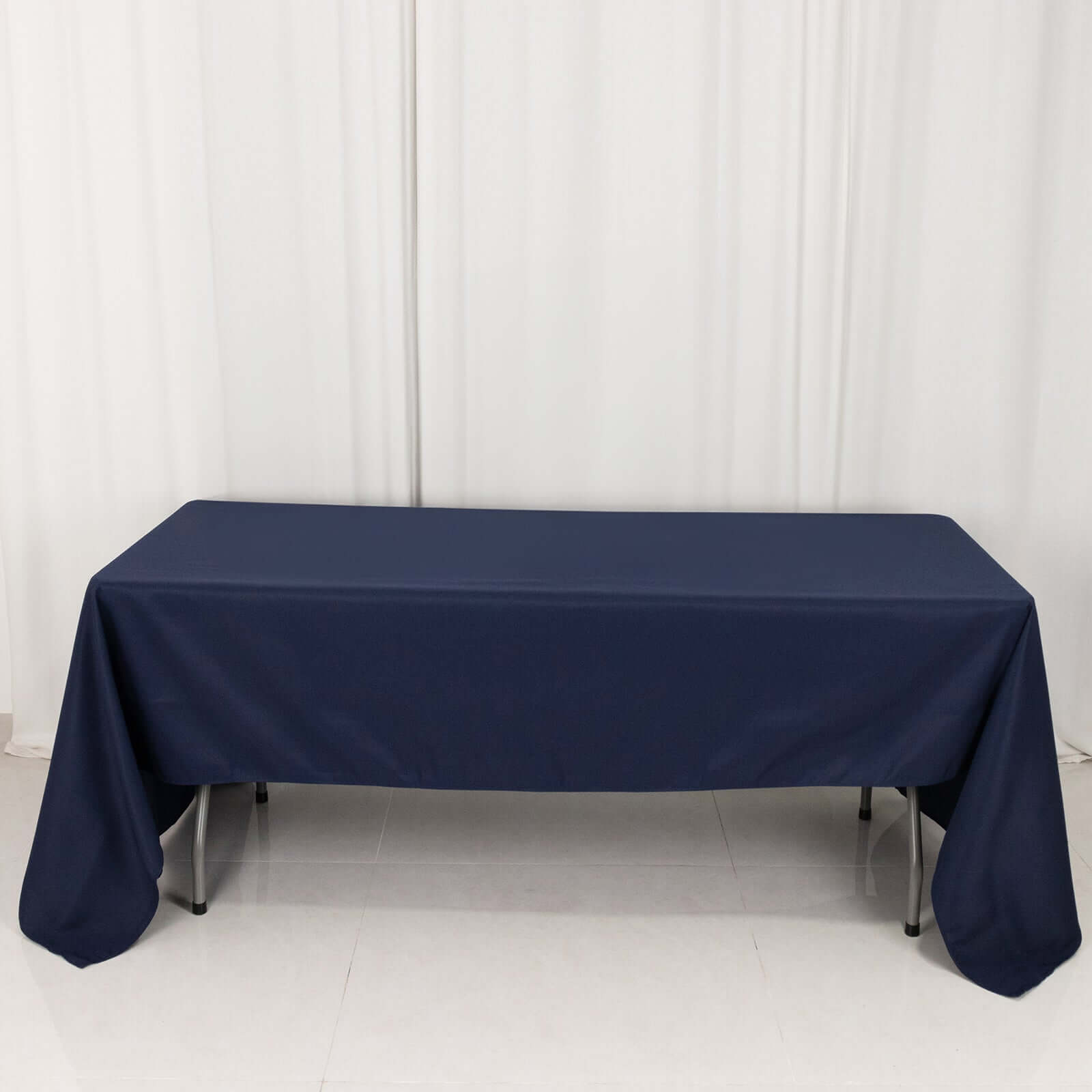 Premium Polyester 60"x126" Rectangle Tablecloth Navy Blue - Stain - Resistant 220GSM Finish Table Cover - Bell Racket Store