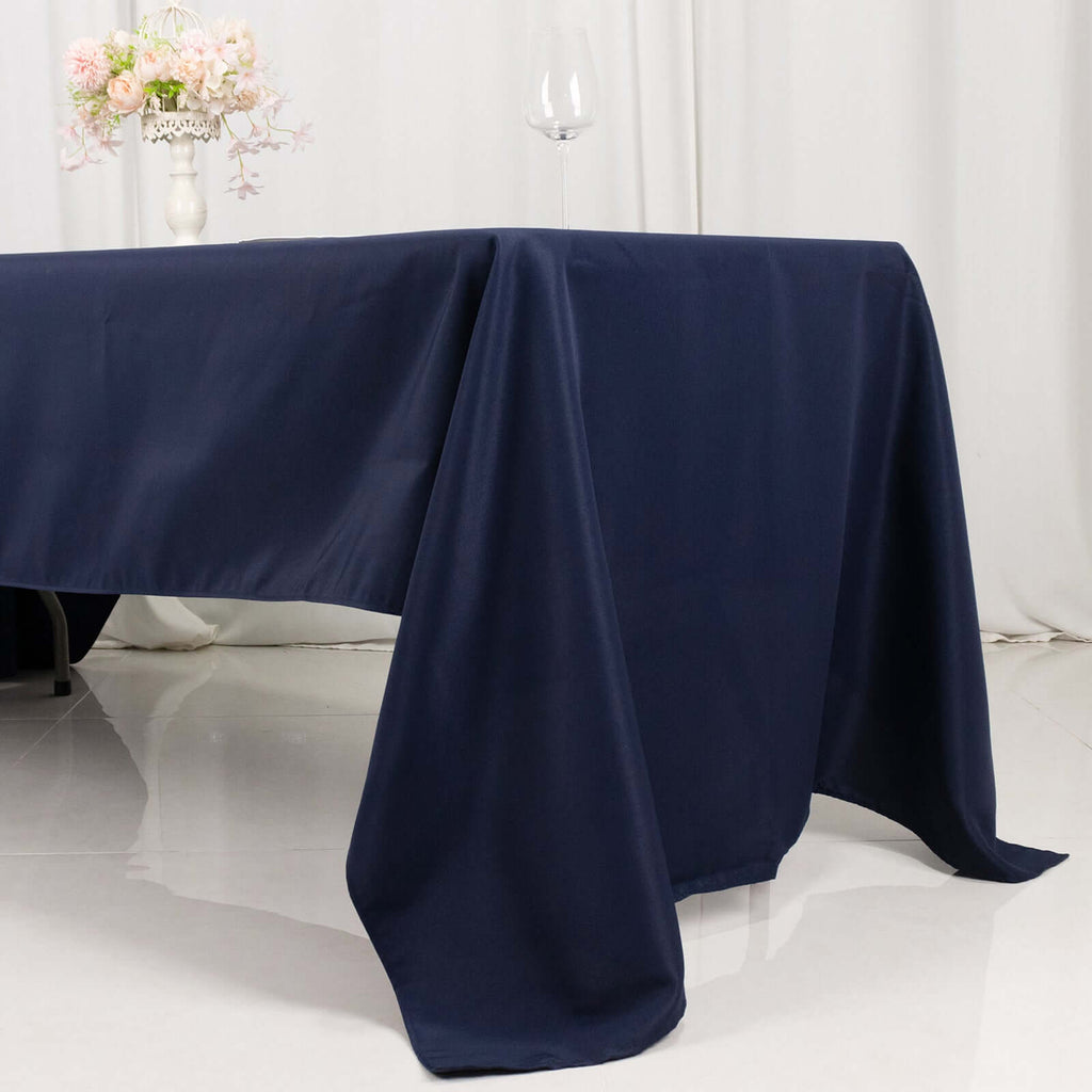 Premium Polyester 60"x126" Rectangle Tablecloth Navy Blue - Stain - Resistant 220GSM Finish Table Cover - Bell Racket Store