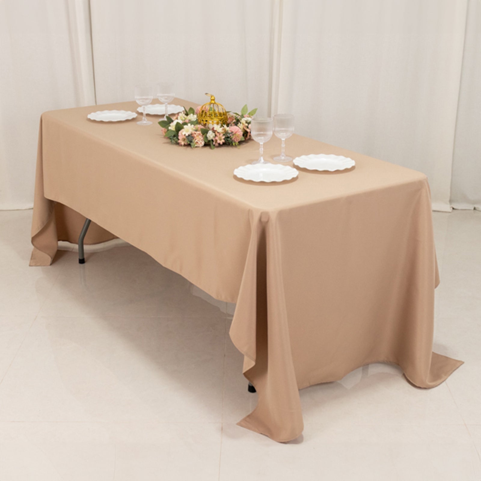 Premium Polyester 60"x126" Rectangle Tablecloth Nude - Stain - Resistant 220GSM Finish Table Cover - Bell Racket Store