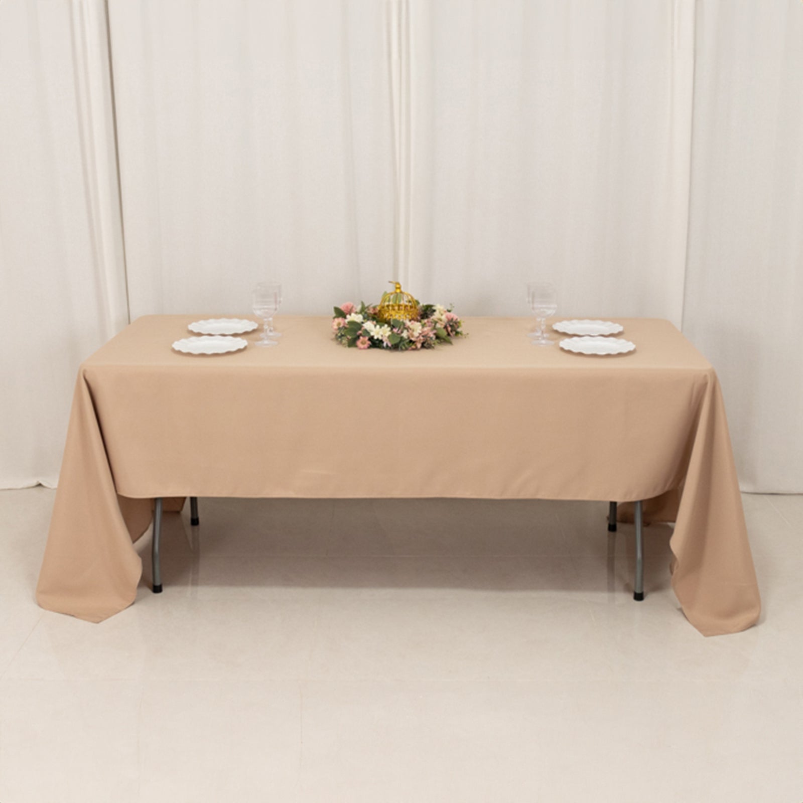 Premium Polyester 60"x126" Rectangle Tablecloth Nude - Stain - Resistant 220GSM Finish Table Cover - Bell Racket Store