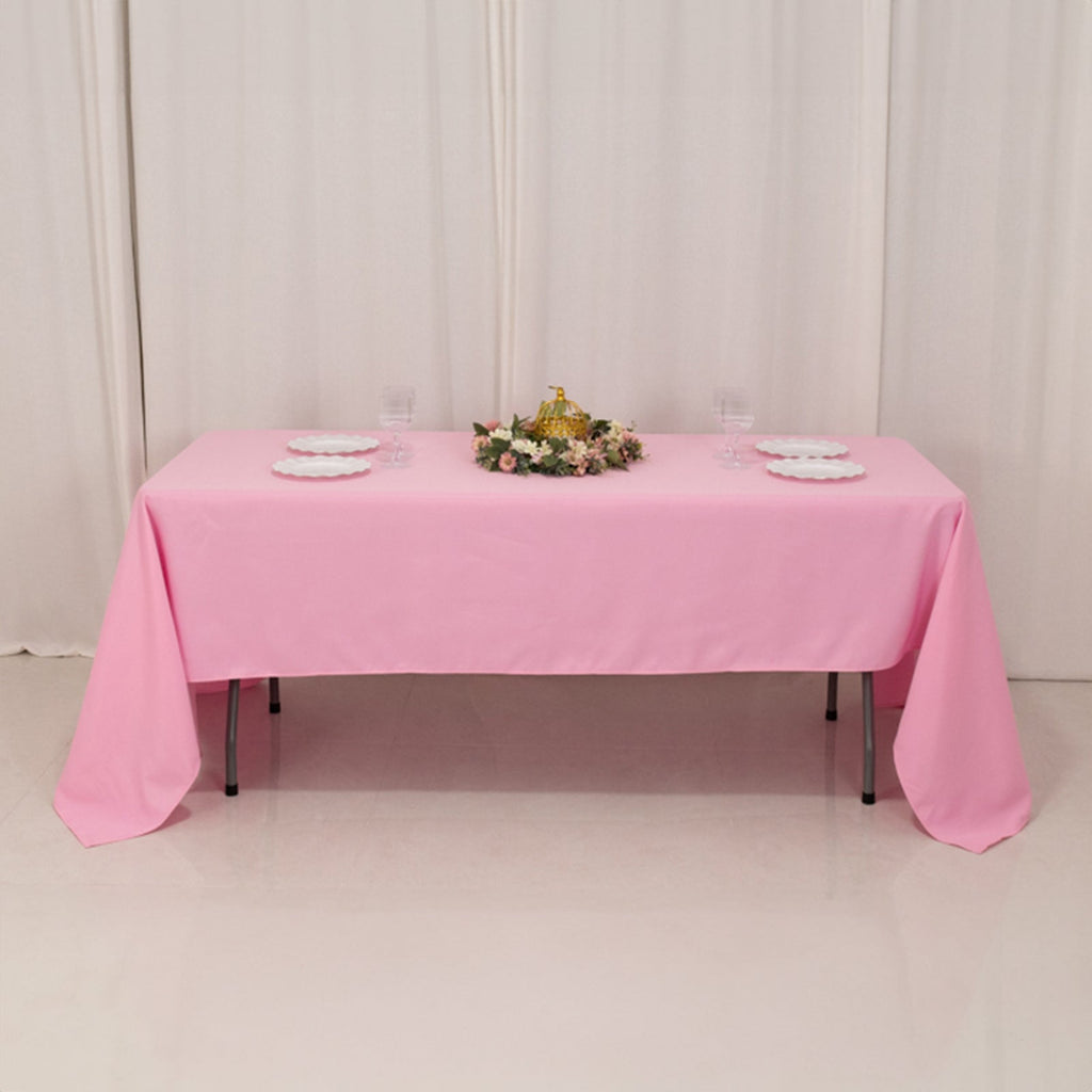 Premium Polyester 60"x126" Rectangle Tablecloth Pink - Stain - Resistant 220GSM Finish Table Cover - Bell Racket Store