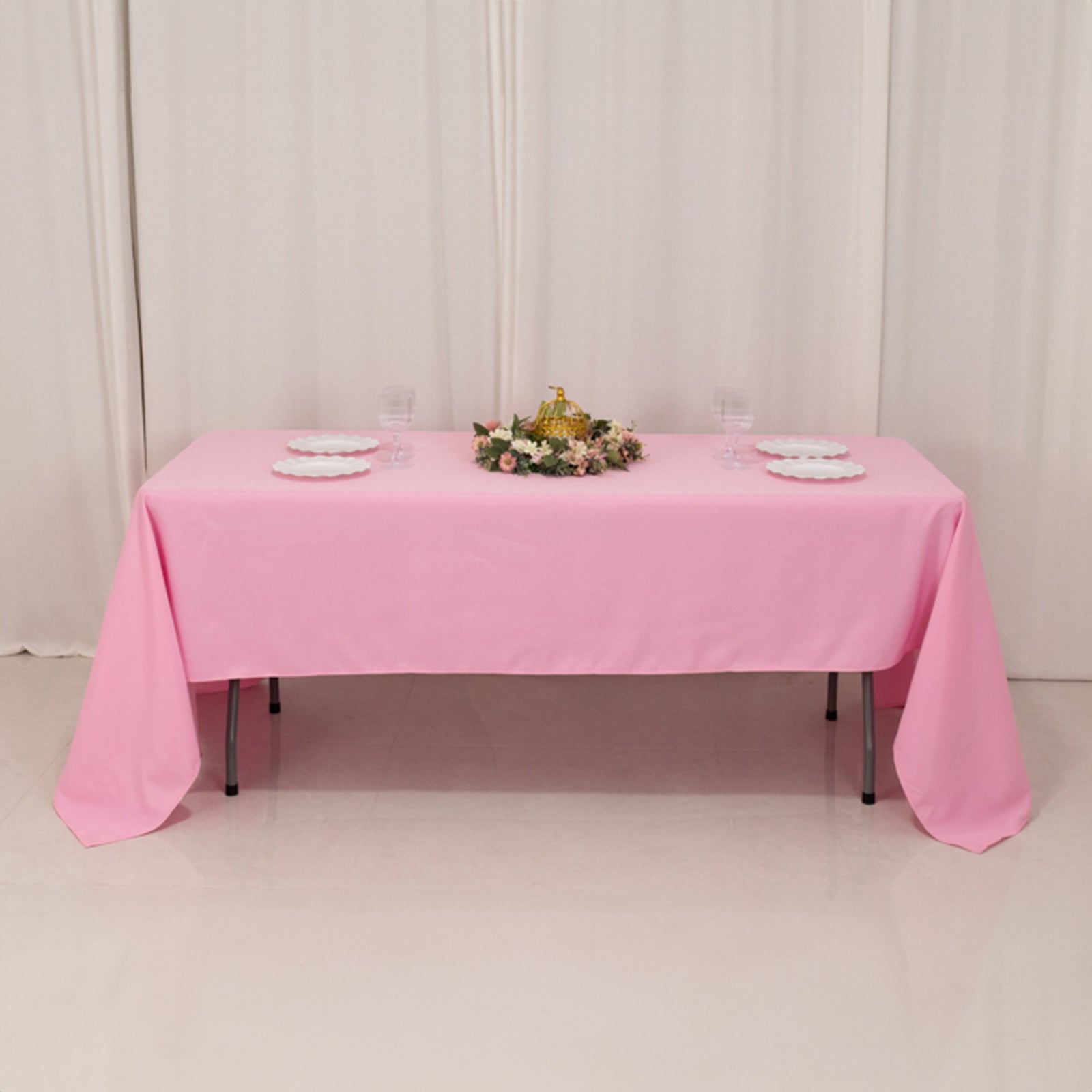 Premium Polyester 60"x126" Rectangle Tablecloth Pink - Stain - Resistant 220GSM Finish Table Cover - Bell Racket Store