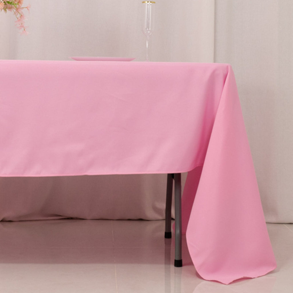 Premium Polyester 60"x126" Rectangle Tablecloth Pink - Stain - Resistant 220GSM Finish Table Cover - Bell Racket Store