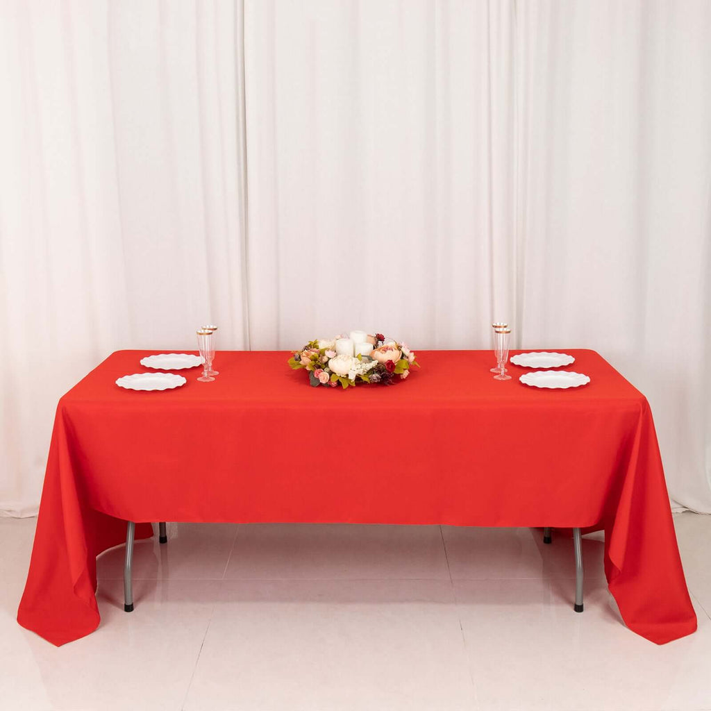 Premium Polyester 60"x126" Rectangle Tablecloth Red - Stain - Resistant 220GSM Finish Table Cover - Bell Racket Store