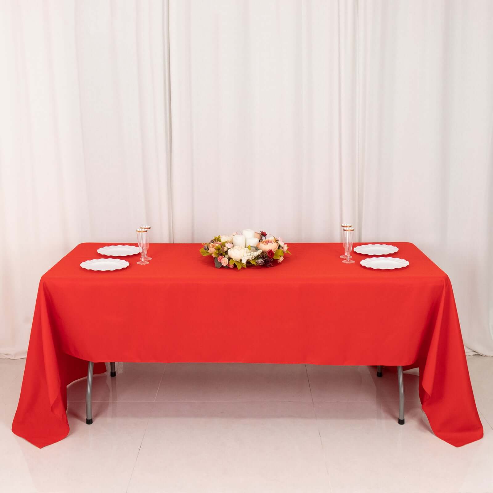 Premium Polyester 60"x126" Rectangle Tablecloth Red - Stain - Resistant 220GSM Finish Table Cover - Bell Racket Store