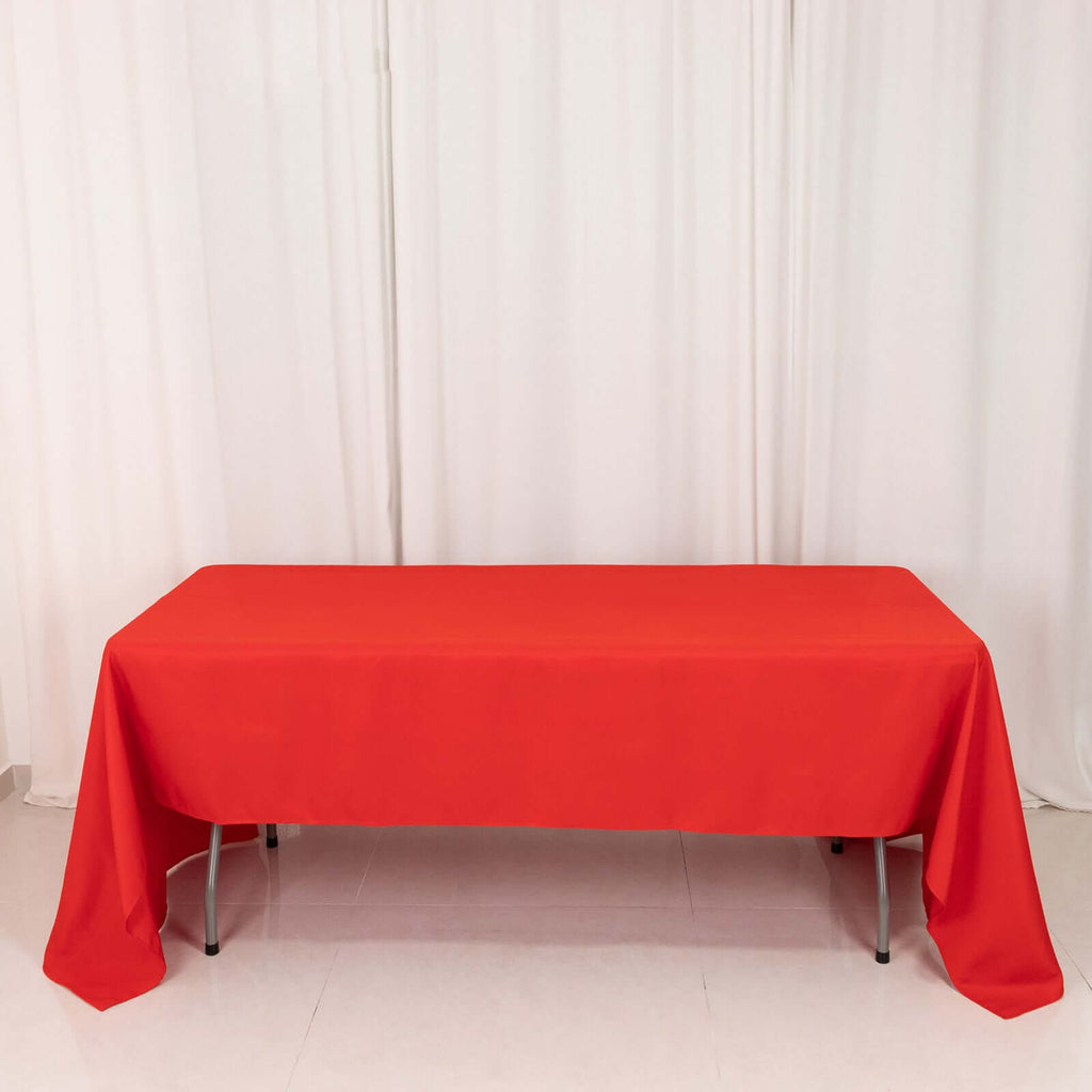 Premium Polyester 60"x126" Rectangle Tablecloth Red - Stain - Resistant 220GSM Finish Table Cover - Bell Racket Store