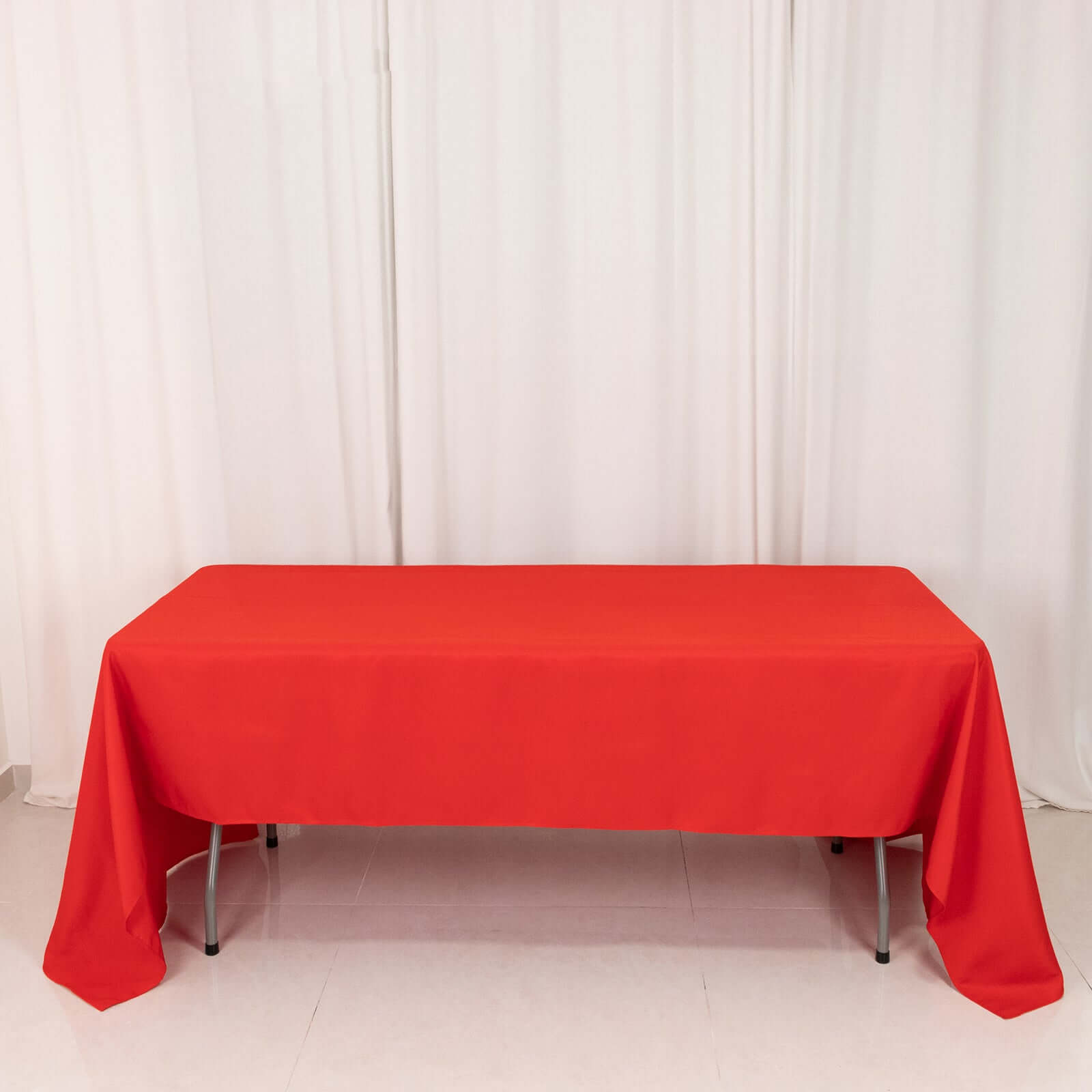 Premium Polyester 60"x126" Rectangle Tablecloth Red - Stain - Resistant 220GSM Finish Table Cover - Bell Racket Store