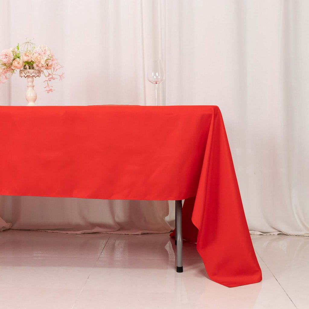 Premium Polyester 60"x126" Rectangle Tablecloth Red - Stain - Resistant 220GSM Finish Table Cover - Bell Racket Store