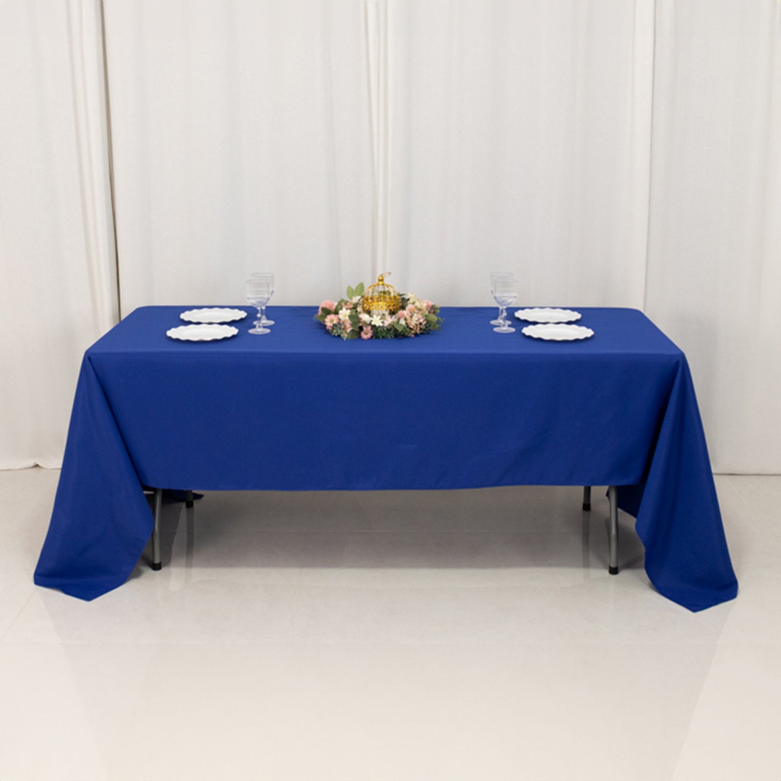 Premium Polyester 60"x126" Rectangle Tablecloth Royal Blue - Stain - Resistant 220GSM Finish Table Cover - Bell Racket Store
