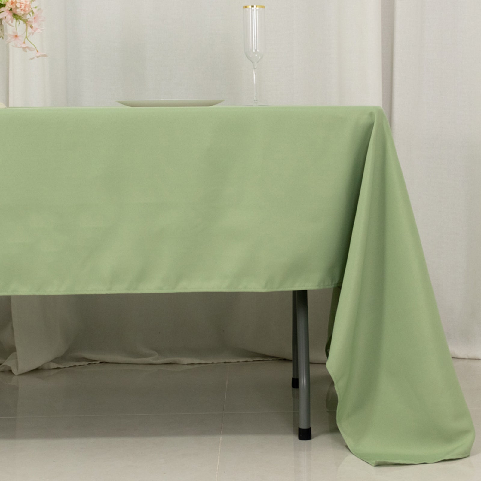 Premium Polyester 60"x126" Rectangle Tablecloth Sage Green - Stain - Resistant 220GSM Finish Table Cover - Bell Racket Store