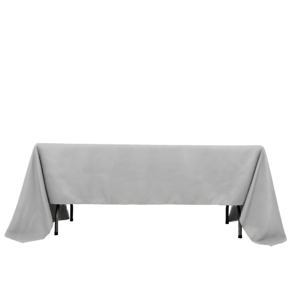 Premium Polyester 60"x126" Rectangle Tablecloth Silver - Stain - Resistant 220GSM Finish Table Cover - Bell Racket Store