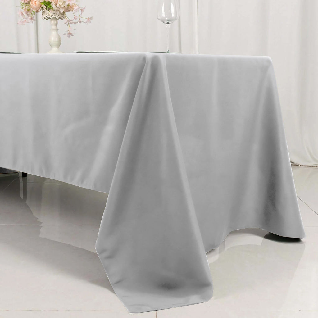 Premium Polyester 60"x126" Rectangle Tablecloth Silver - Stain - Resistant 220GSM Finish Table Cover - Bell Racket Store