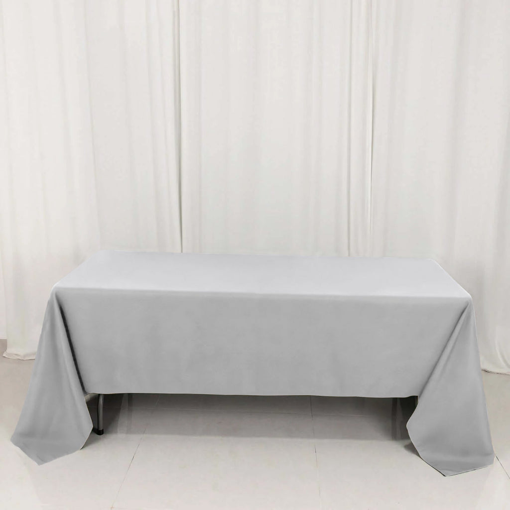 Premium Polyester 60"x126" Rectangle Tablecloth Silver - Stain - Resistant 220GSM Finish Table Cover - Bell Racket Store