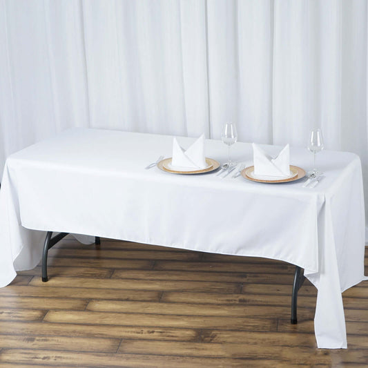 Premium Polyester 60"x126" Rectangle Tablecloth White - Stain - Resistant 220GSM Finish for Special Events - NestOCart