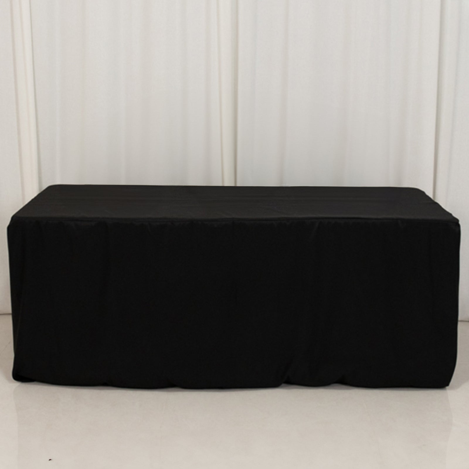 Premium Polyester 6ft Rectangle Tablecloth Black Durable Fitted 220GSM Table Cover - Bell Racket Store