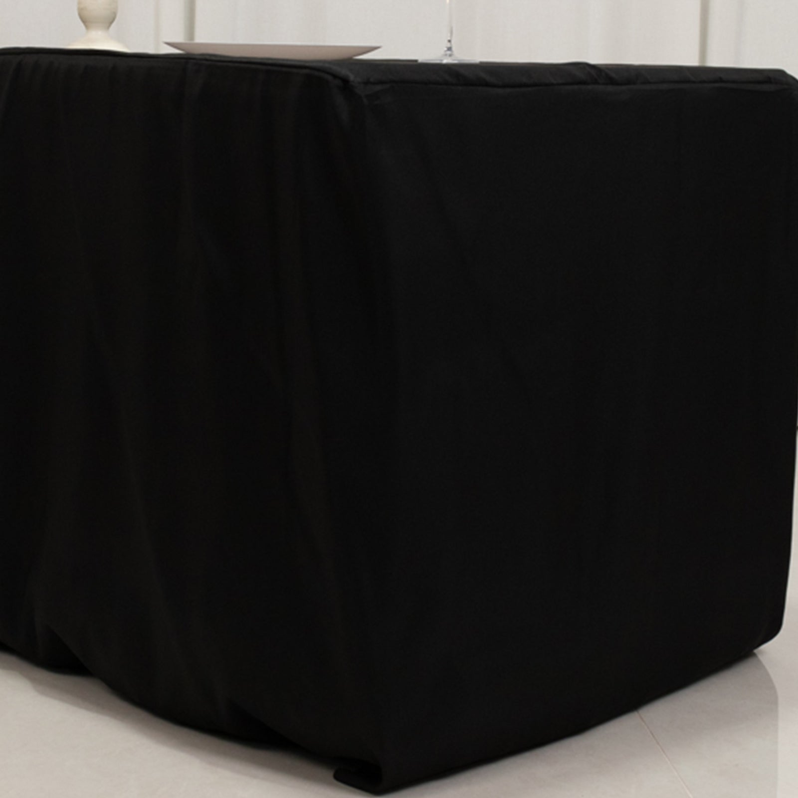 Premium Polyester 6ft Rectangle Tablecloth Black Durable Fitted 220GSM Table Cover - Bell Racket Store