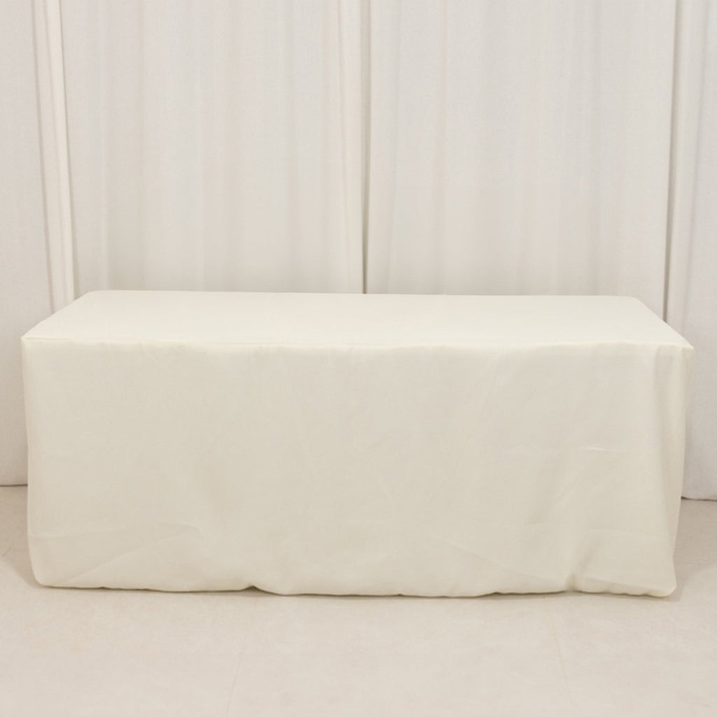 Premium Polyester 6ft Rectangle Tablecloth Ivory Durable Fitted 220GSM Table Cover - Bell Racket Store
