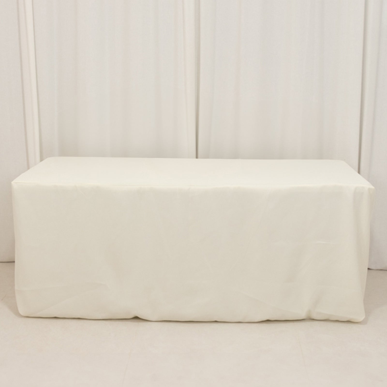 Premium Polyester 6ft Rectangle Tablecloth Ivory Durable Fitted 220GSM Table Cover - Bell Racket Store
