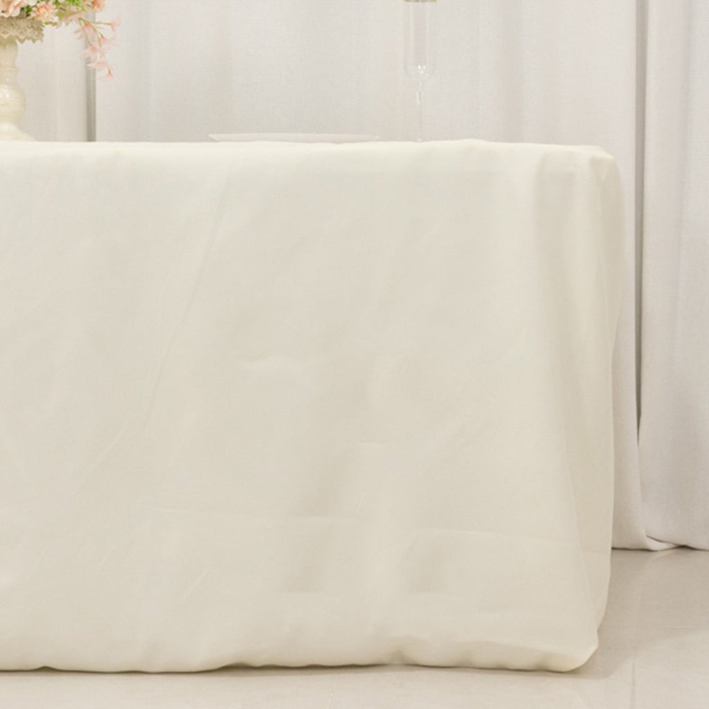 Premium Polyester 6ft Rectangle Tablecloth Ivory Durable Fitted 220GSM Table Cover - Bell Racket Store