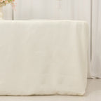 Premium Polyester 6ft Rectangle Tablecloth Ivory Durable Fitted 220GSM Table Cover - Bell Racket Store