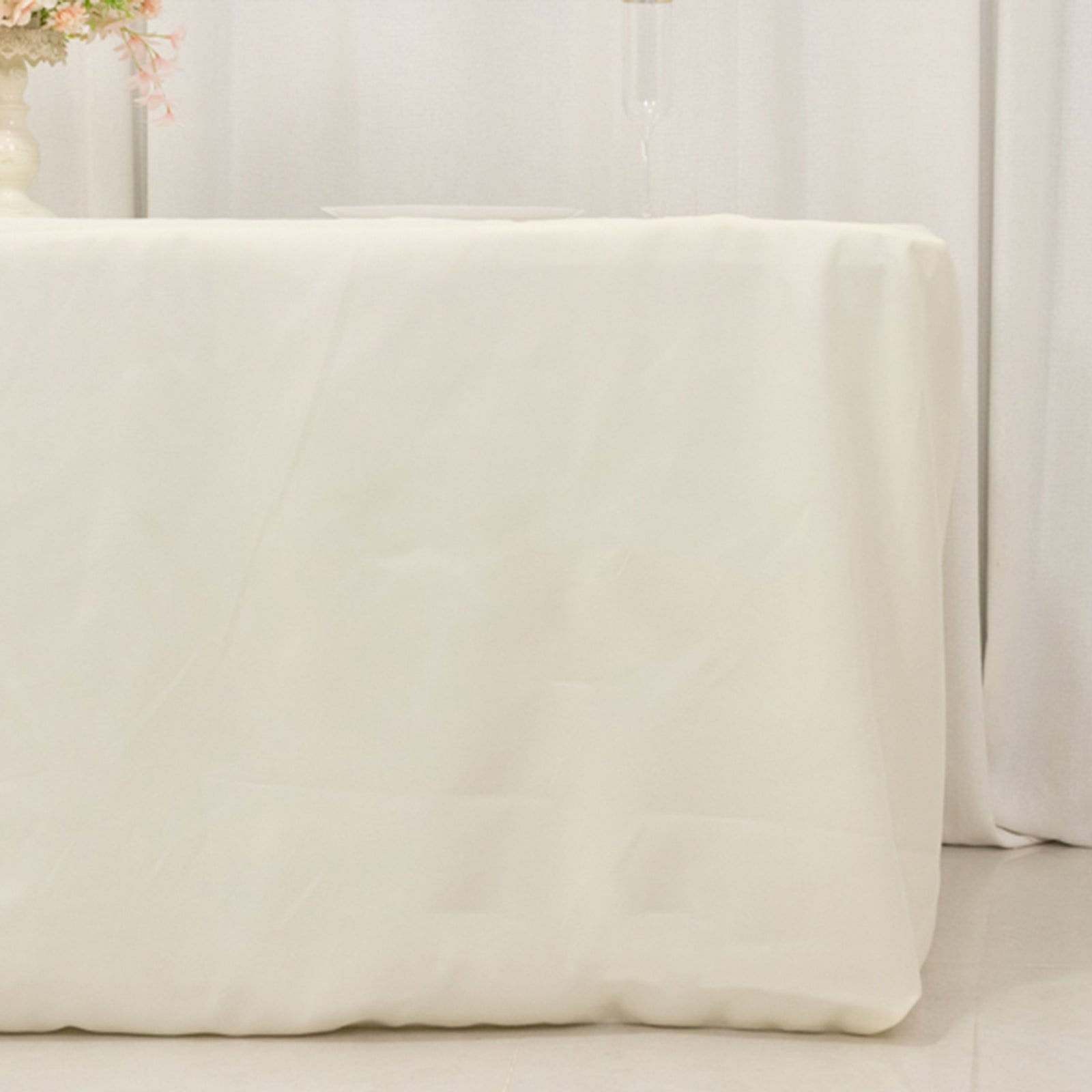 Premium Polyester 6ft Rectangle Tablecloth Ivory Durable Fitted 220GSM Table Cover - Bell Racket Store