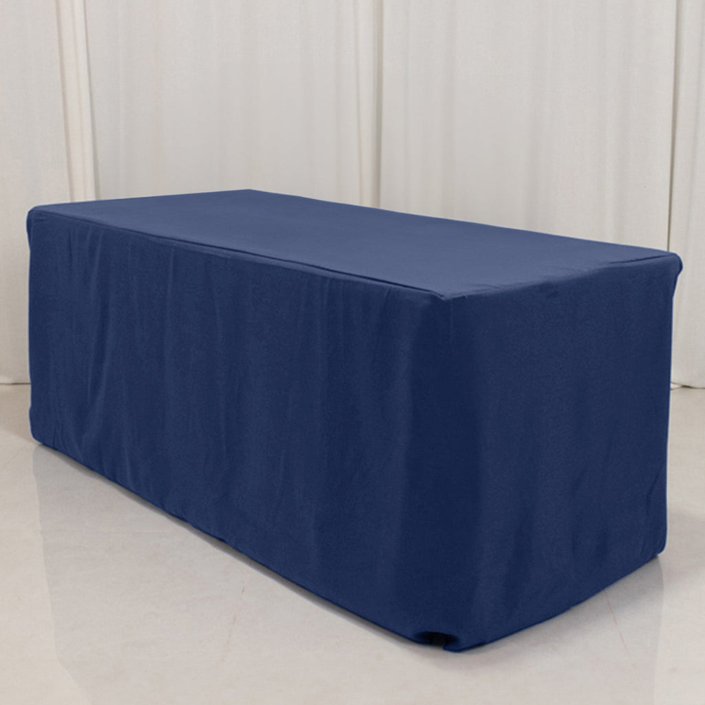 Premium Polyester 6ft Rectangle Tablecloth Navy Blue Durable Fitted 220GSM Table Cover - Bell Racket Store