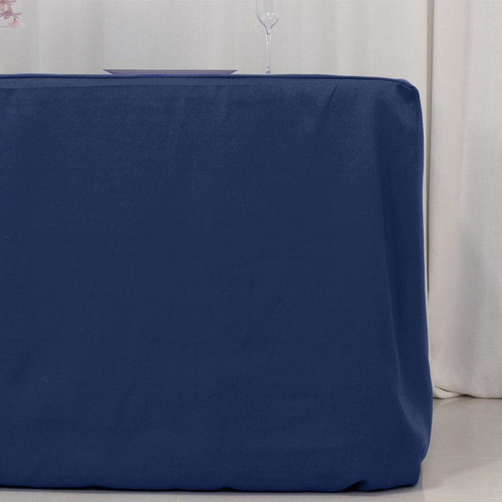 Premium Polyester 6ft Rectangle Tablecloth Navy Blue Durable Fitted 220GSM Table Cover - Bell Racket Store