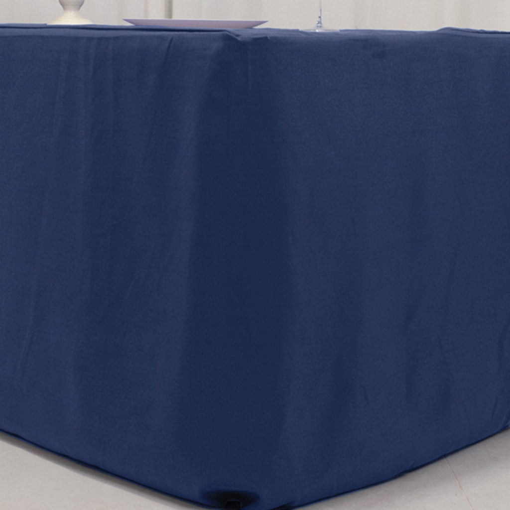 Premium Polyester 6ft Rectangle Tablecloth Navy Blue Durable Fitted 220GSM Table Cover - Bell Racket Store