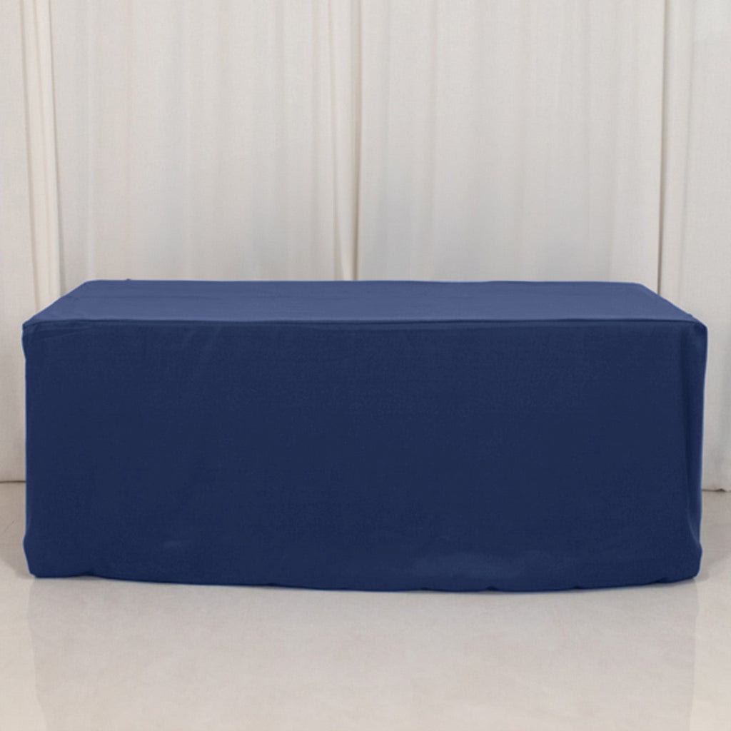 Premium Polyester 6ft Rectangle Tablecloth Navy Blue Durable Fitted 220GSM Table Cover - Bell Racket Store