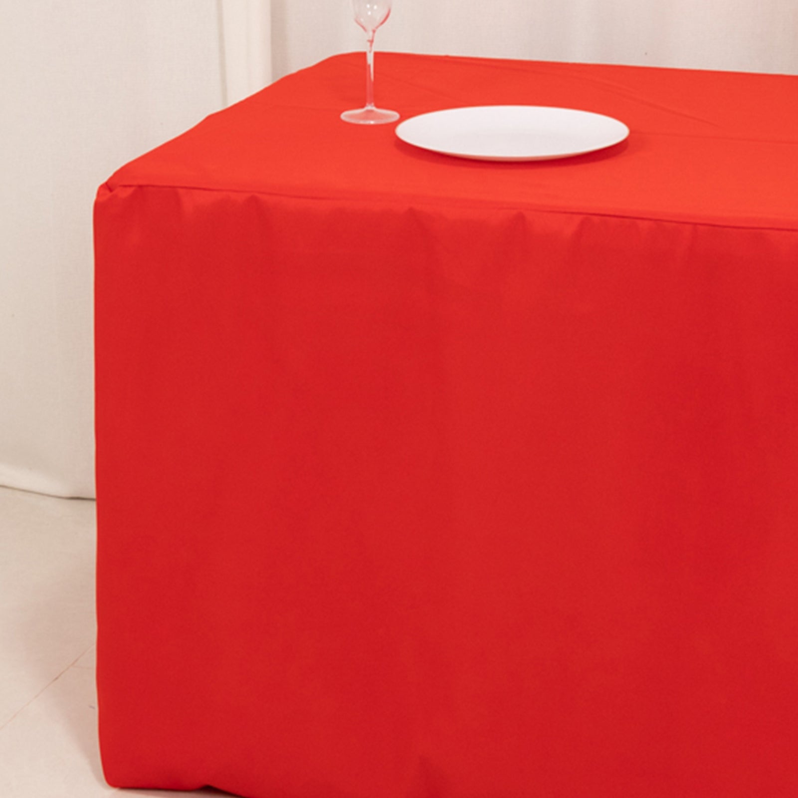 Premium Polyester 6ft Rectangle Tablecloth Red Durable Fitted 220GSM Table Cover - Bell Racket Store