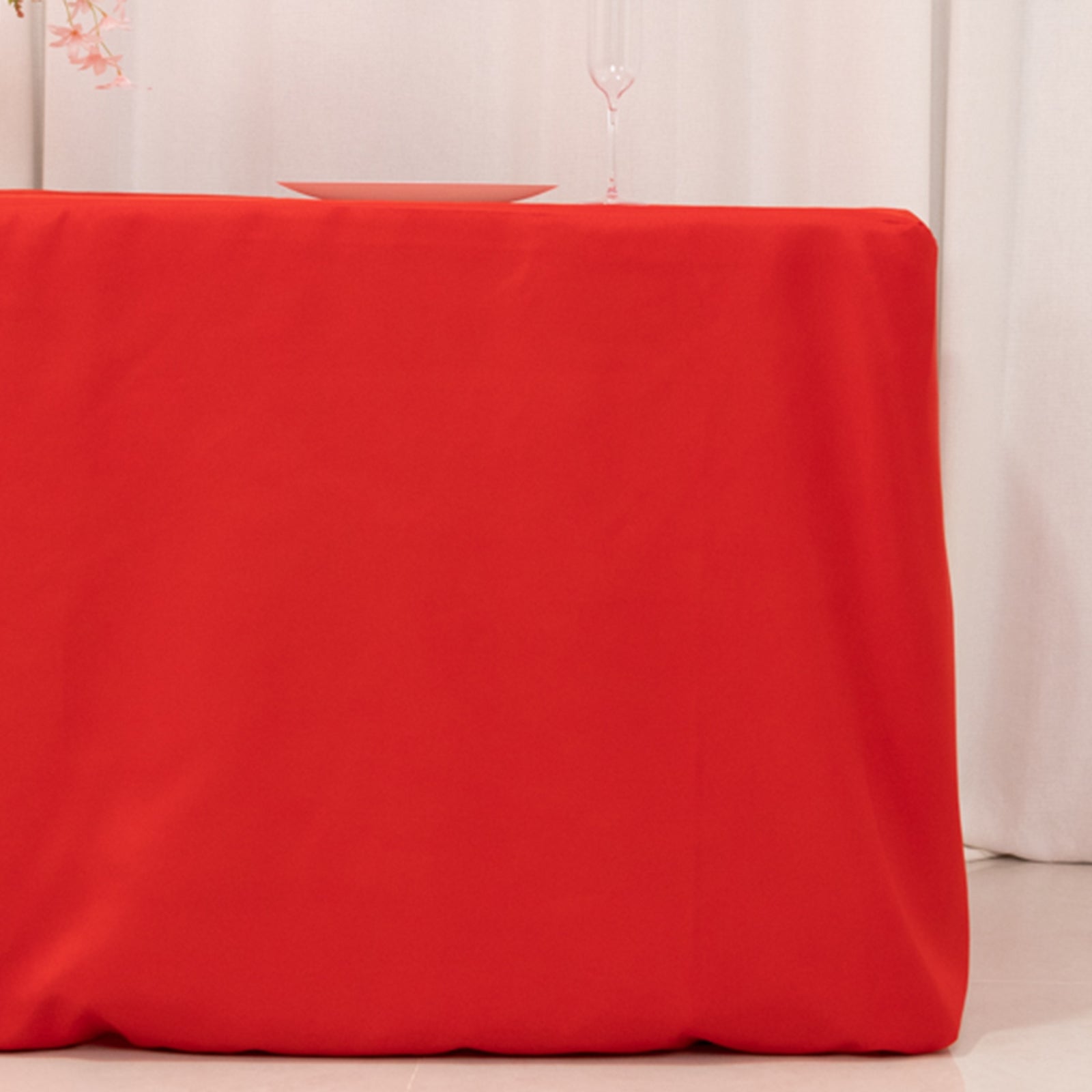 Premium Polyester 6ft Rectangle Tablecloth Red Durable Fitted 220GSM Table Cover - Bell Racket Store