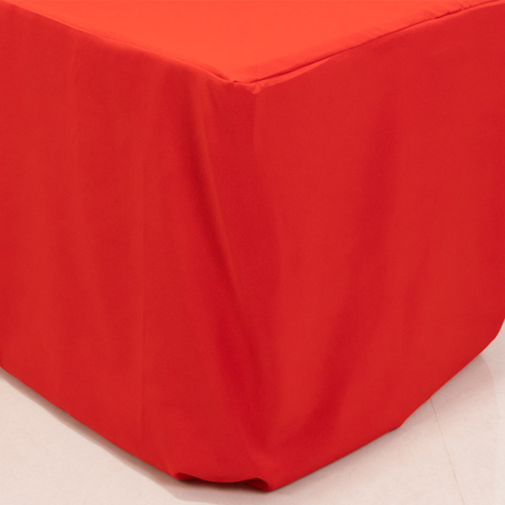 Premium Polyester 6ft Rectangle Tablecloth Red Durable Fitted 220GSM Table Cover - Bell Racket Store
