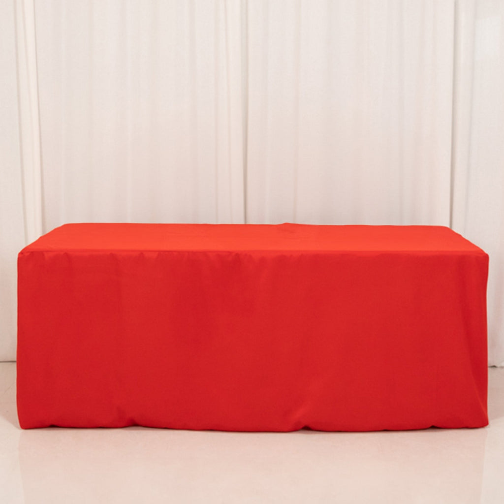 Premium Polyester 6ft Rectangle Tablecloth Red Durable Fitted 220GSM Table Cover - Bell Racket Store