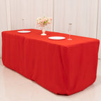 Premium Polyester 6ft Rectangle Tablecloth Red Durable Fitted 220GSM Table Cover - Bell Racket Store