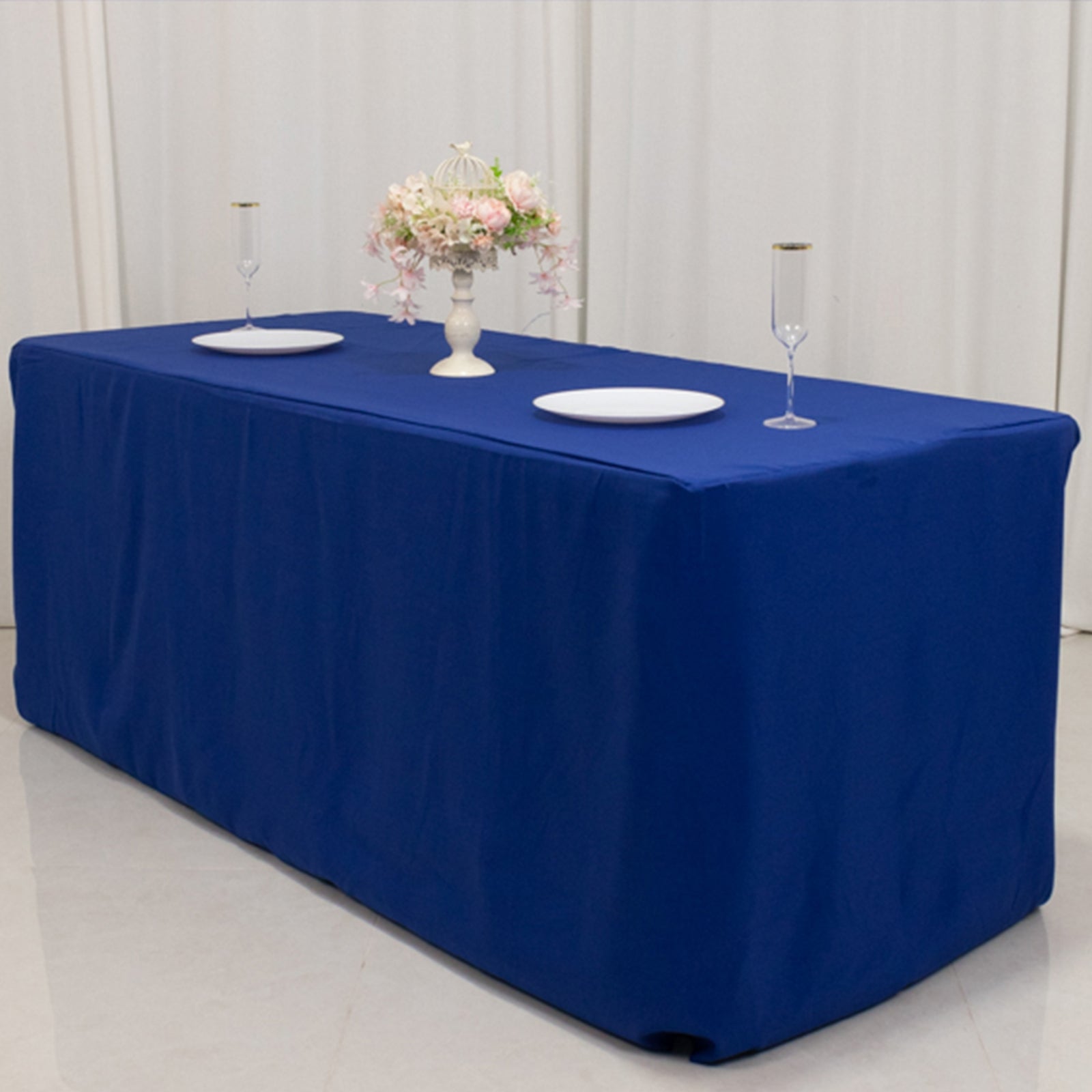 Premium Polyester 6ft Rectangle Tablecloth Royal Blue Durable Fitted 220GSM Table Cover - Bell Racket Store
