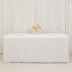 Premium Polyester 6ft Rectangle Tablecloth White Durable Fitted 220GSM Table Cover for Trade Shows & Events - Bell Racket Store