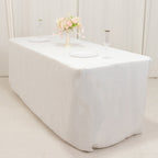 Premium Polyester 6ft Rectangle Tablecloth White Durable Fitted 220GSM Table Cover for Trade Shows & Events - Bell Racket Store