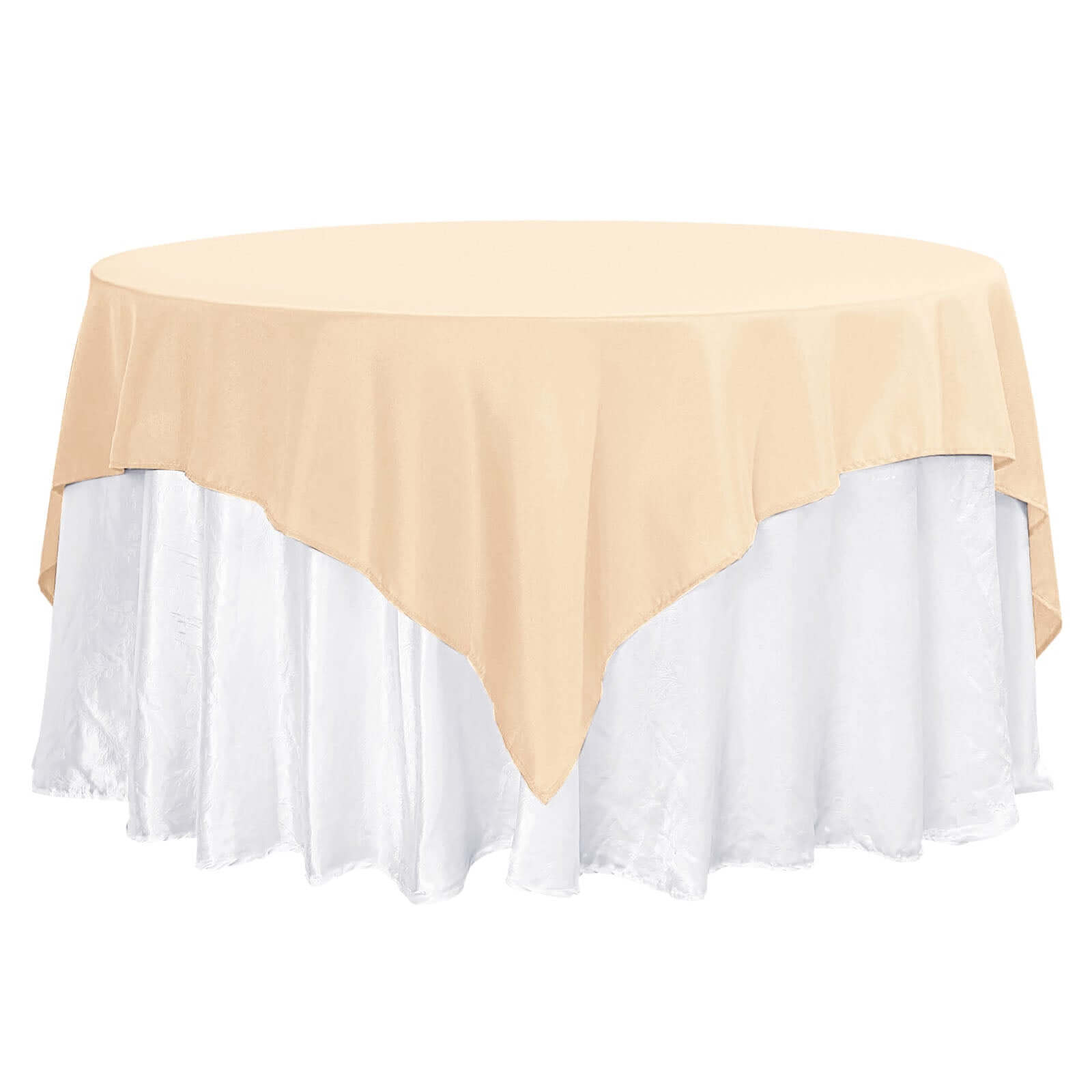 Premium Polyester 70"x70" Table Overlay Square Tablecloth Beige 220GSM Wrinkle - Resistant Table Cover - Bell Racket Store