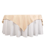 Premium Polyester 70"x70" Table Overlay Square Tablecloth Beige 220GSM Wrinkle - Resistant Table Cover - Bell Racket Store